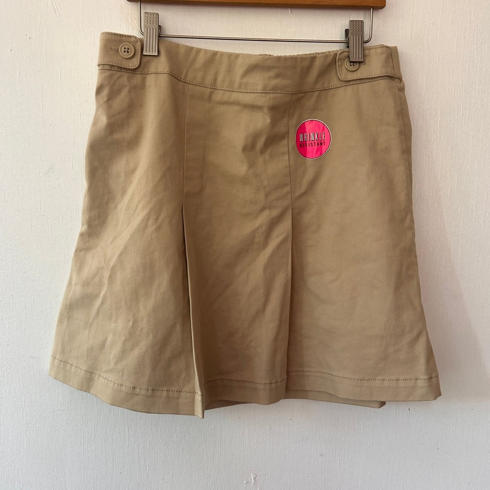The Childrens Place Skort Kids 16 Khaki Pleated Wrinkle Resistant Preppy Uniform